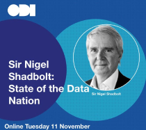 Cartel anunciador del Seminario web Sir Nigel Shadbolt – Estado actual del ecosistema de datos
