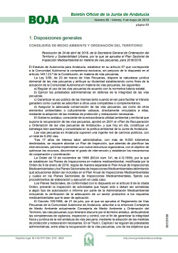 Imagen que muestra la página inical de la Resolución publicada en  BOJA 