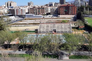 Imagen aérea de la piscina universitaria en su estado actual.