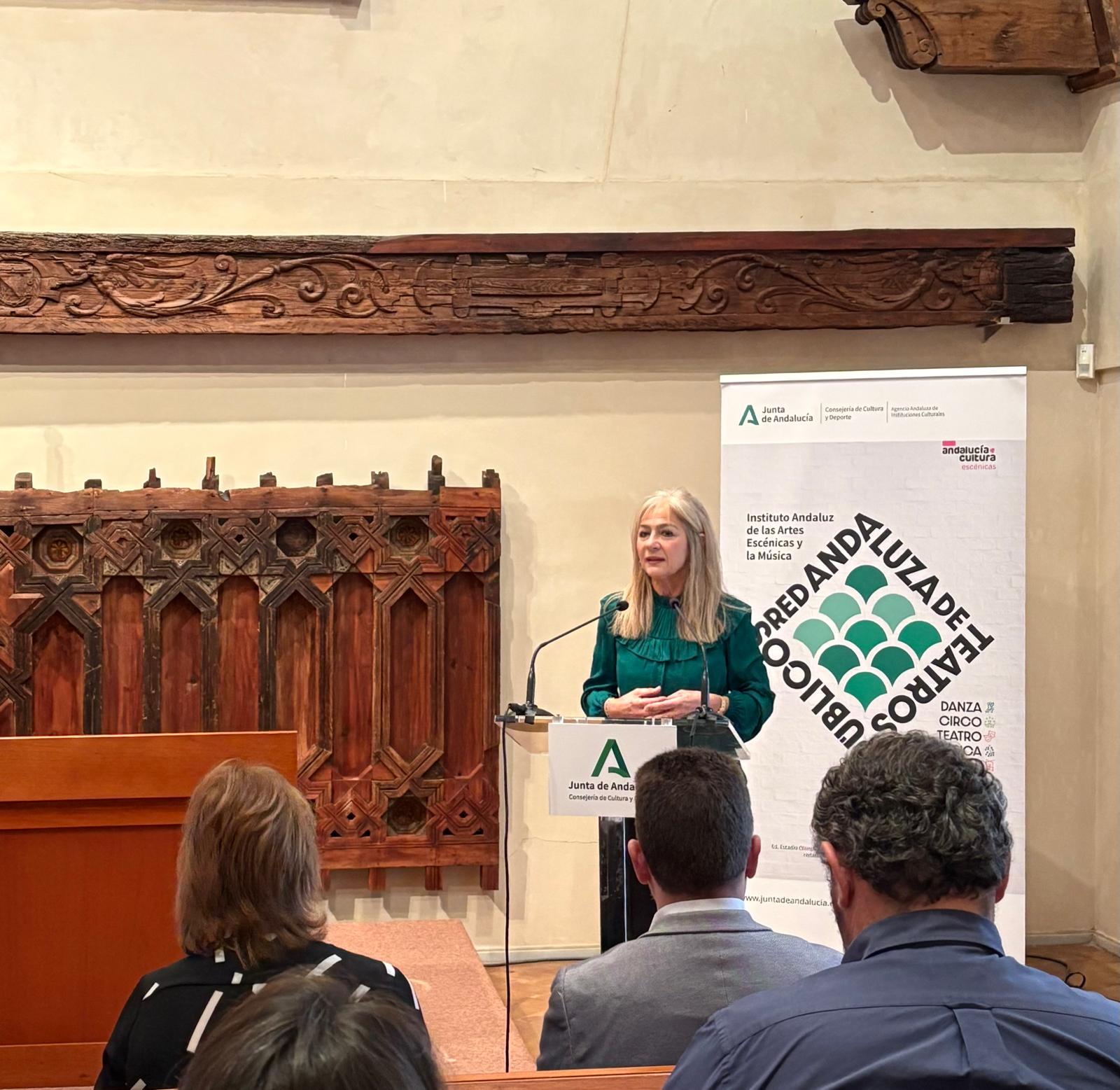 La consejera de Cultura, Patricia del Pozo, en un acto de presentación de la Red Andaluza de Teatros Públicos