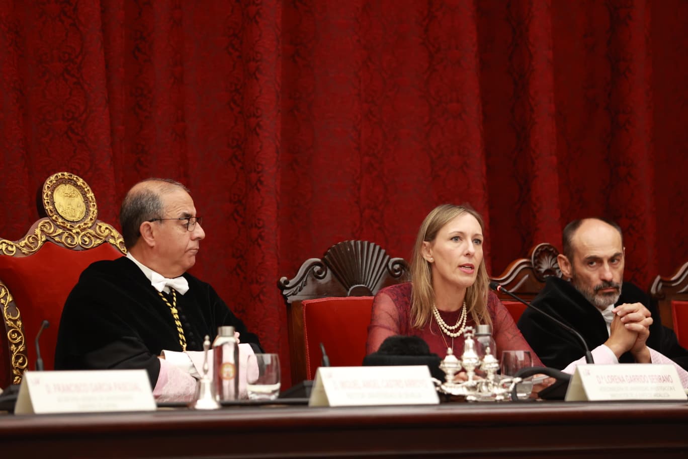 Lorena Garrido durante la apertura de curso de la Universidad de Sevilla
