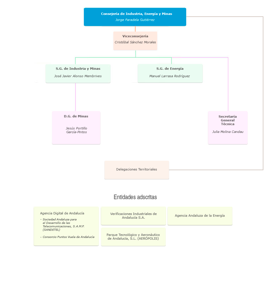 Organigrama de la Consejería de Industria, Energía y Minas