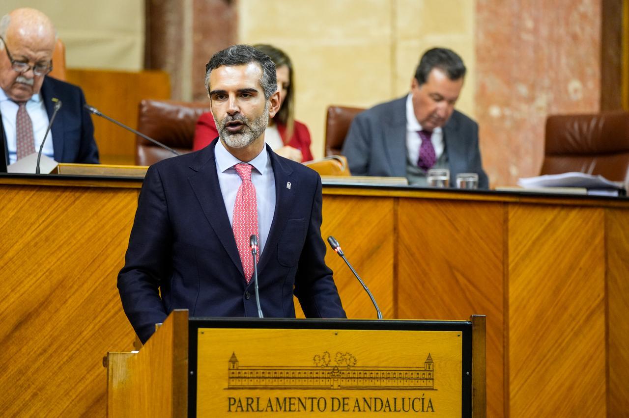 Fernández-Pacheco durante su intervención en el Parlamento de Andalucía