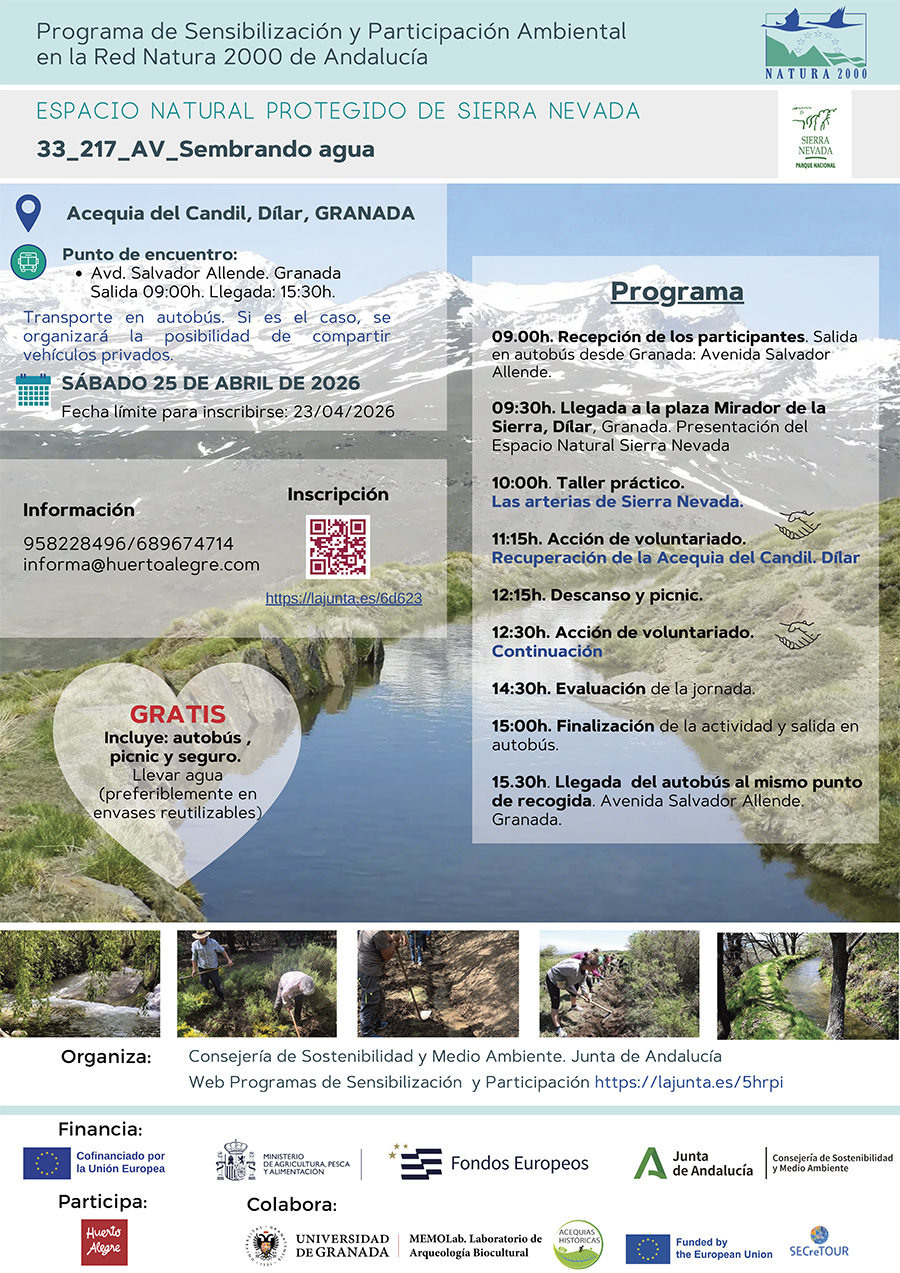Cartel actividad Sembrando agua: Espacio Natural Sierra Nevada