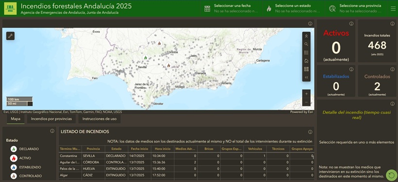 Visualizador Incendios Forestales en Andalucía