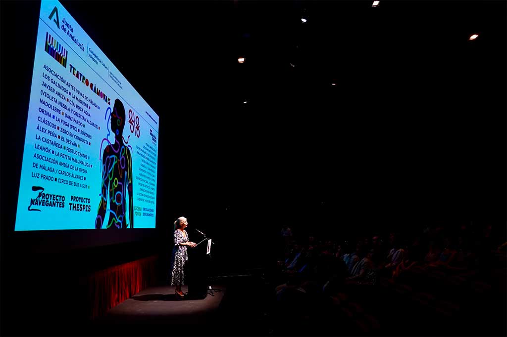 La consejera de Cultura y Deporte, Patricia del Pozo, durante la presentación de la nueva temporada del Teatro Cánovas de Málaga