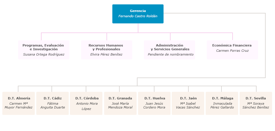 Organigrama de la Fundación Pública Andaluza para la Integración Social de Personas con Enfermedad Mental. FAISEM M.P.